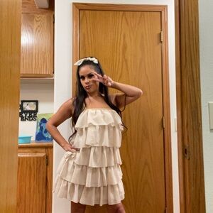 Charming Cream Layered Kids Dress